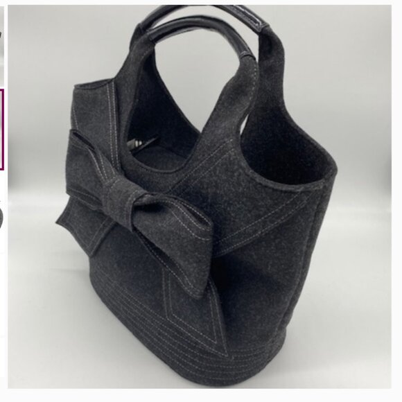 Kate Spade Walker Charcoal Wool Tate Handbag~Rare~Vintage~Classic - Picture 7 of 9